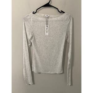 New Garage Cozy Boatneck Long Sleeve Top, Gray Size XS